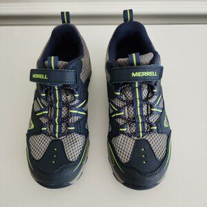 MERRELL Kids Trail Chaser Sneakers (Boy's 2.5) Navy Blue, Leather, Slip On NWOT